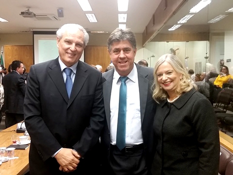 Secretário Estadual de Planejamento Marcos Monteiro, Márcio Cardim e a Diretora Superintendente do Centro Paula Souza, Laura Laganá