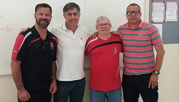 Prefeito Márcio Cardim e secretário de Esportes, Ronaldo Dutra, com representantes da Secretaria de Estado de Esportes (Foto: Acervo Pessoal/Cedida).