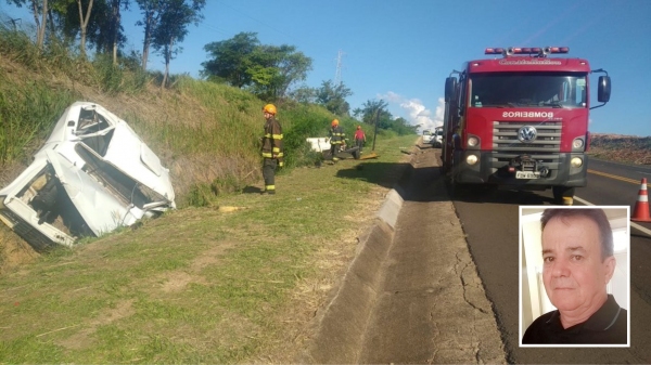 Homem de 61 anos era o condutor da camionete D-20, que capotou (Fotos: PM Rodoviária/Reprodução).