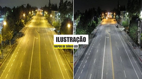 Modernização da iluminação pública começa pela área central da cidade, a partir do Programa de Eficiência Energética da Energisa, onde Adamantina foi contemplada (Ilustração: Siga Mais).