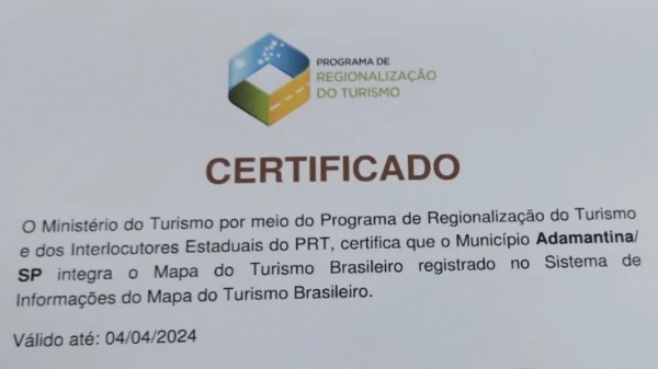Documento que certifica Adamantina (Reprodução/PMA).