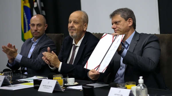 O Governador do Estado de São Paulo, Tarcísio de Freitas, durante Reunião com representantes do Setor de Turismo e Aviação ? ABEAR (Foto: Isadora de Leão Moreira/Governo do Estado de SP).