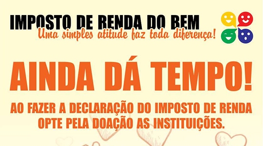 Contribuinte pessoa física tem até a próxima terça-feira (30) para fazer a declaração do Imposto de Renda, e também fazer doações às entidades locais (Divulgação).