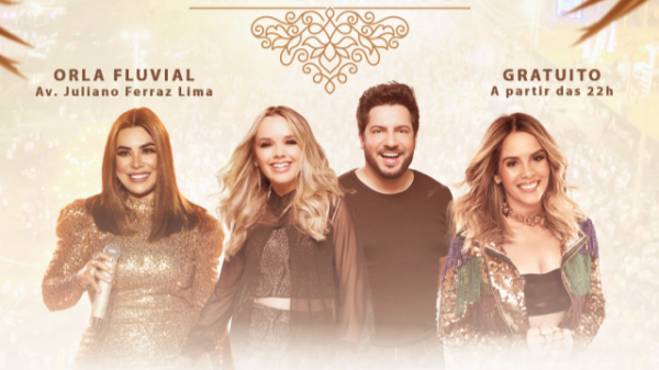 Com entrada franca, Epitácio anuncia Naiara Azevedo, Thaeme & Thiago e Mariana Fagundes no réveillon