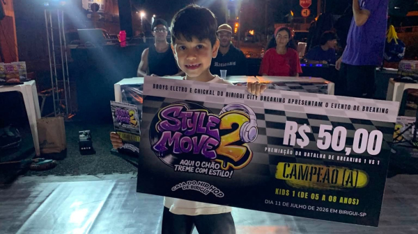 B-boy Bernardo conquista seu primeiro campeonato em Birigui (Reproducao).