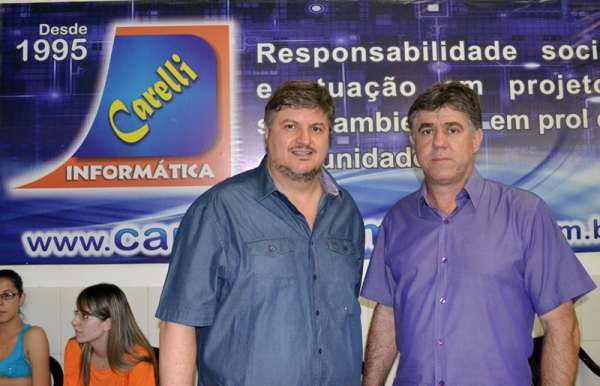 O empresário Márcio Carelli  e o diretor da FAI, Prof. Dr. Márcio Cardim, na realização do CicFAI (Foto: Arquivo).