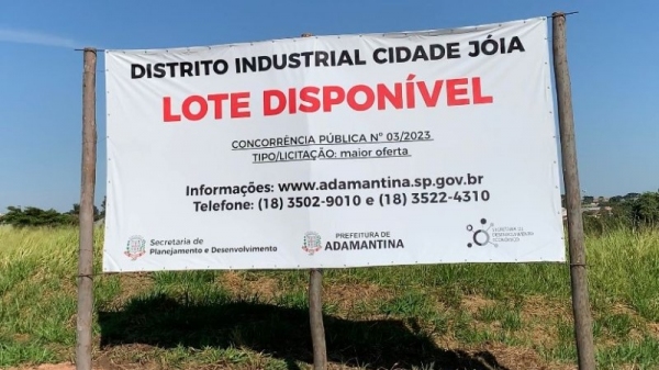Áreas para instalação ou ampliação de empresas são oferecidas pela Prefeitura de Adamantina por meio de processo licitatório (Divulgação/PMA).
