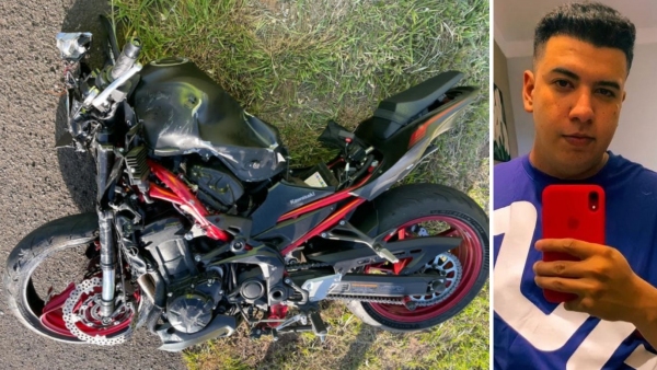 A moto e a vítima fatal do acidente, morador em Quintana (Reprodução/Portal NC Pompeia).