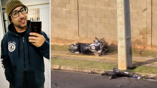 Vinícius Castro, de 18 anos, morreu após acidente com moto na manhã desta segunda-feira (5) em Presidente Prudente (Fotos pessoal: Facebook. Do acidente: Chamada Geral).