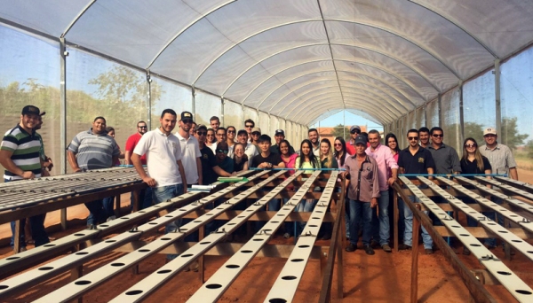 Em novo projeto, alunos de Agronomia e Agronegócio da UniFAI visitam horta hidropônica de pracinha (Foto: FAI).