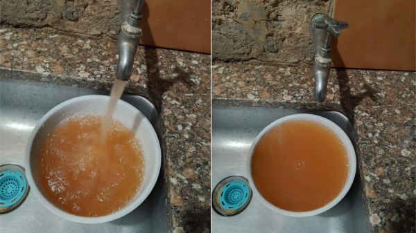 Registro da condicao da agua feita por morador em Adamantina (Reproducao/Redes Sociais).