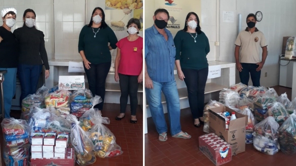 Representantes do Lar Cristão e Pão de Santo Antônio recebem as doações (Fotos: Da Assessoria).