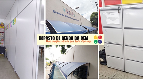 Sede da APAE recebeu instalação de toldos, divisórias nas salas de aula e um arquivo de aço foi adquirido (Assessoria de Imprensa/IR do Bem).