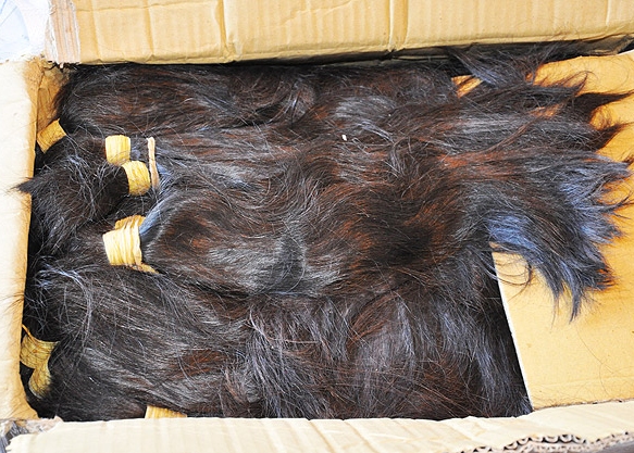 Carga de cabelos foi apreendida em 2003 (Foto: Arquivo/Receita Federal).