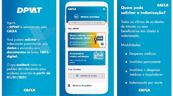 App permite o envio de documentos e o acompanhamento da solicitação de indenização (Reprodução).