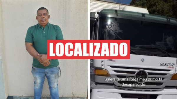 O caminhoneiro adamantinense Valter Ferreira foi vÃtima de assalto. Motorista foi localizado em segurança (Reprodução).