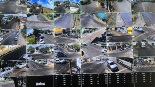 Mosaico com telas do monitoramento em Adamantina, em 2017 (Arquivo).