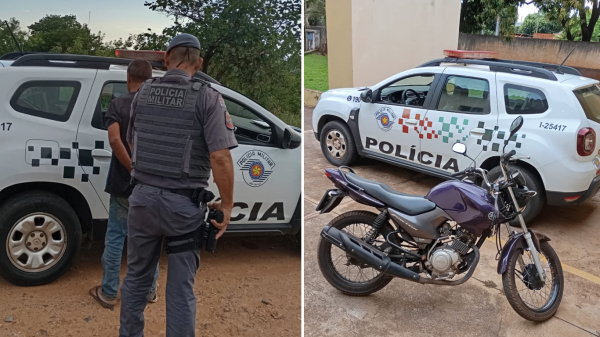 Homem foi autuado por recepta??o e moto recuperada pelos policiais (Cedida/PM).