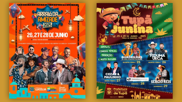 Eventos juninos de Lucelia e Tupa (Divulgacao).