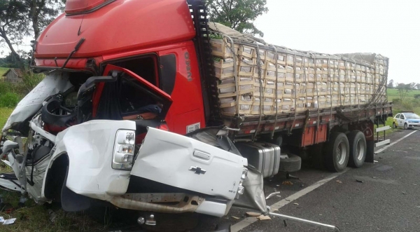 Choque entre entre S10 e caminhão matou motorista do veículo menor, de 25 anos (Fotos: Cedidas/Silvio Duarte/Reprodução G1).