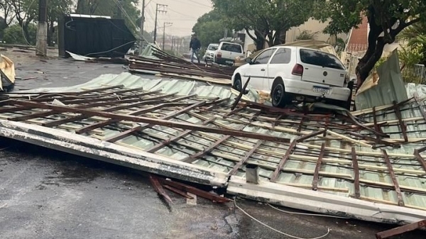 Estragos causados pelo temporal em Lucélia (Cedida/Defesa Civil Municipal).