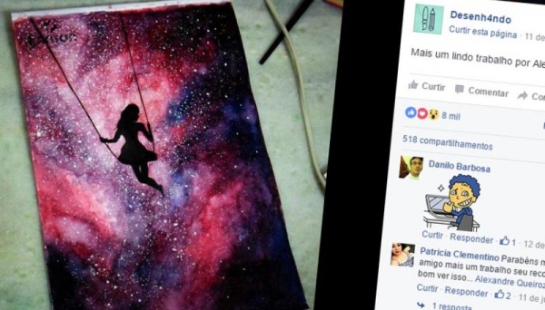 Trabalho de Alexandre Queiroz, no Desenh4ndo, tem mais de 8 mil curtidas e mais de 500 compartilhamentos (Reprodução).