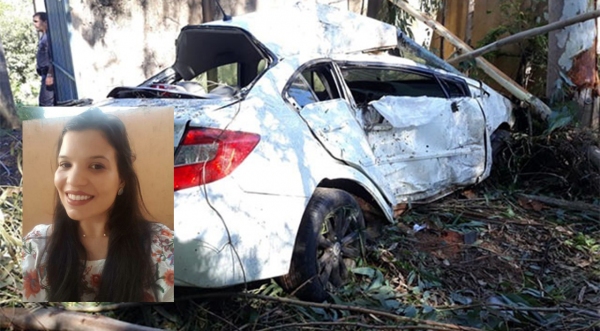 VÃtima do acidente foi identificada. Marcela Martinez Ribeiro, de 23 anos, moradora de Herculândia, trabalhava na Prefeitura Municipal como dentista (Foto: João Mário Trentini e Reprodução Facebook).