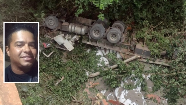 Carreta caiu de uma ponte na BR-153 (Reprodução: Tá No Site). Veículo era levado pelo luceliense, morador em Flórida Paulista, William Oliveira, 34 anos (Reprodução: Arquivo Pessoal).
