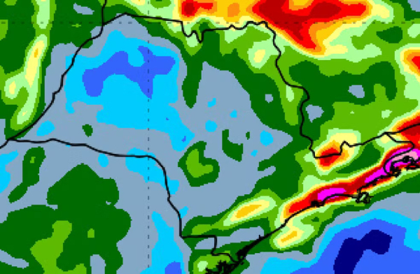 Para a regi?o de Presidente Prudente est?o previstos 60 mm de chuvas (Defesa Civil de SP).