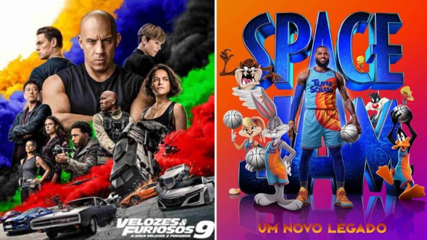 Reabertura das sessões têm traz os filmes Velozes & Furiosos 9 e Space Jam: Um Novo Legado (Divulgação).