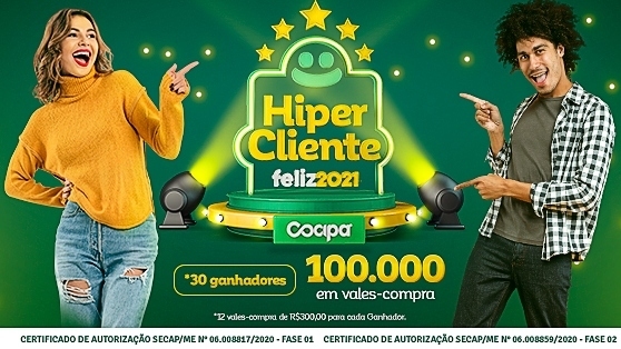 Campanha Hiper Cliente Feliz Cocipa entra na reta final e faz novos sorteios no sábado