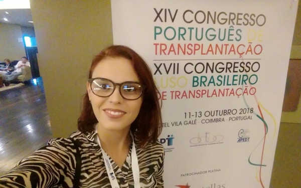 Nutricionista adamantinense Milena dos Santos Mantovani, no congresso em Coimbra/Portugal (Foto: Acervo Pessoal).