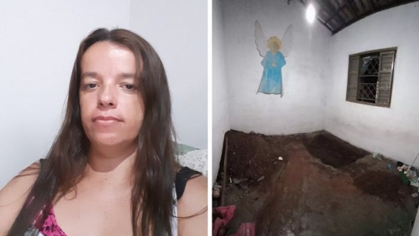 Corpo de Edilamar Aparecida Pires Miranda, de 41 amos, foi encontrado enterrado em cova aberta no quarto da casa (Reprodução/ SBT Interior).