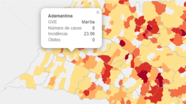 Ferramenta informa oito casos de dengue em Adamantina, em consulta neste domingo, 11 de fevereiro (Fonte: Painel de Monitoramento da Dengue).