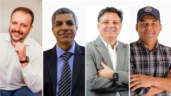 Hélio Malheiros, Hélio Santos, Márcio Barreto e Marcos Lama, moradores de Adamantina, são candidatos a deputados estaduais (Divulgação).
