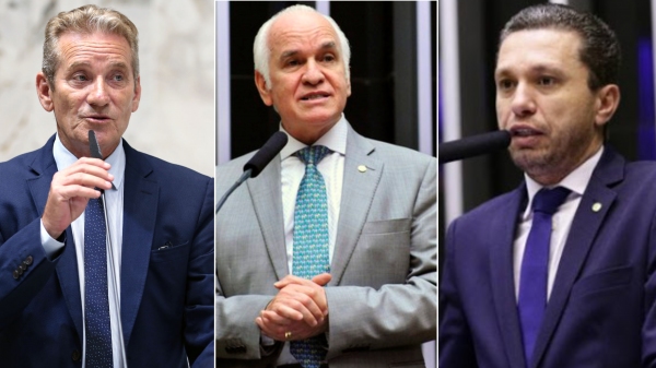 Deputado estadual Ed Thomas e os deputados federais Gilberto Nascimento e Fausto Pinato, que atuaram na conquista e destinação dos recursos a Adamantina (Divulgação).