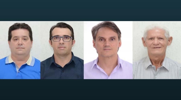 Vereadores Adelmir Ferrari (DEM), João Parra (PV), Luiz Fernando Steque (PSB) e Ilso Mazali (MDB) e protocolaram novo pedido de abertura de CPI para investigar prefeito de Pacaembu (Reprodução/Fala Pacaembu).