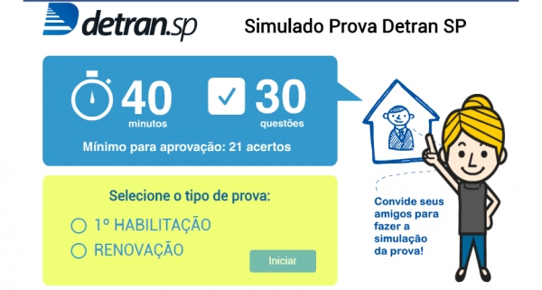 Detran.SP oferece simulado de prova teórica no Facebook (Reprodução).