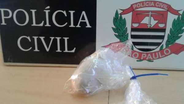 Porção com 230 gramas de maconha foi encontrada com mulher, quando tentava entrar em presÃdio, para visitar marido preso por tráfico de drogas (Foto: Cedida/Policia Civil/Deinter 8).
