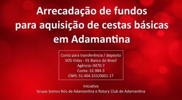 Doações devem ser feitas por transferência ou depósito bancário, em conta específica aberta no Banco do Brasil (Arte: Siga Mais).