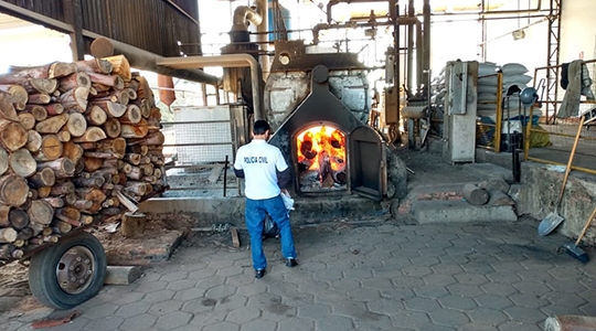 Droga foi incinerada em fornalha de empresa localizada em Flórida Paulista, em ato acompanhado por autoridades (Fotos: Deinter 8).