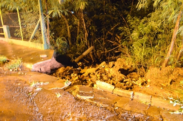Segundo a Prefeitura, danos na cabeceira da ponte na Avenida Dr. José Francisco de Azevedo, no Parque dos Pioneiros, são superficiais e já são tomadas medidas reparadoras (Foto:Acácio Rocha).