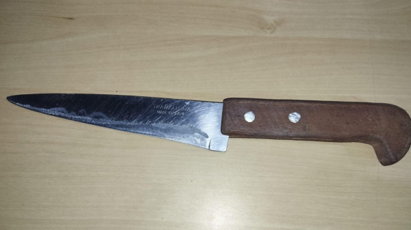 Faca usada no crime foi apreendida (Cedida/PM).