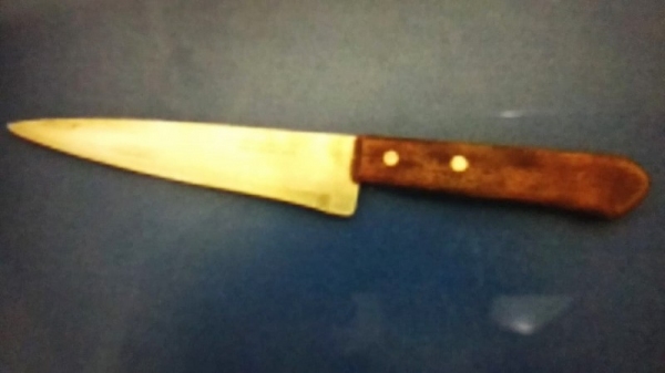 Faca usada na tentativa de homicídio (Foto: Cedida/PM).