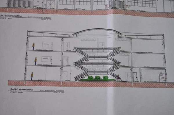 FATEC apresentou croqui do prédio que seria construÃdo ao lado do Terminal Rodoviário/Jardim Brasil, para abrigar FATEF (Foto: Reprodução/Facebook da Prefeitura de Adamantina).