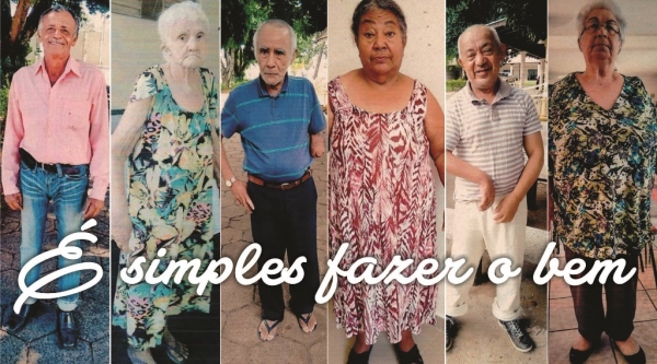 Parte dos internos do Lar dos Velhos, contemplados com a solidariedade, depois de campanha realizada na internet (Fotos: Divulgação. Arte: Siga Mais).