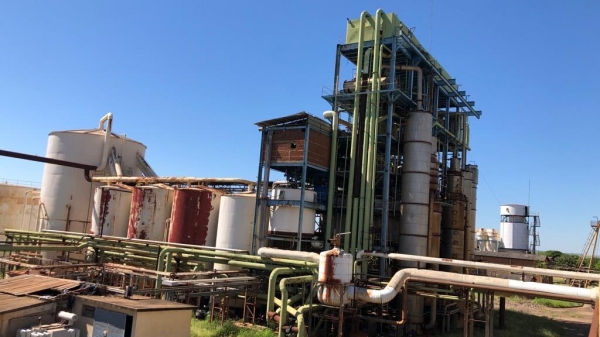 A unidade produtora de açúcar e etanol teve falência decretada em 2017, e foi arrematada em leilão em 2019 (Divulgação/E-Machine).