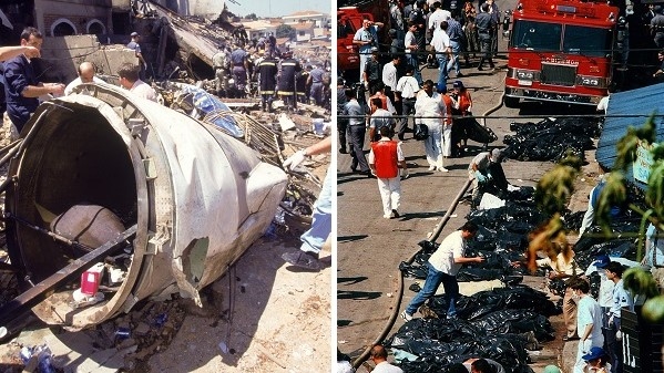 Avião caiu em área residencial, matando as 96 pessoas a bordo e outras três pessoas que estavam no solo (Reprodução).