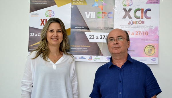 Pró-reitora de Pesquisa e Pós-Graduação, Profª Drª Márcia Zilioli Bellini,  e Coordenador Geral de Pesquisa, Prof. Dr. José Aparecido dos Santos, ressaltam o prazo para envio de trabalhos (Foto: Priscila Caldeira).