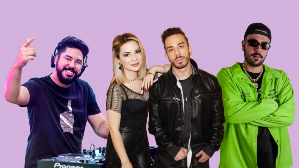 Dj Ricado Costa, os covers de Sandy e Junior e DJ Emanuel, atrações da festa (Divulgação).